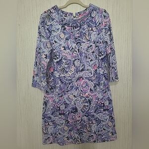 NWT Lilly Pulitzer Size Medium Saralyn Dress In Iris Blue Elephant Print